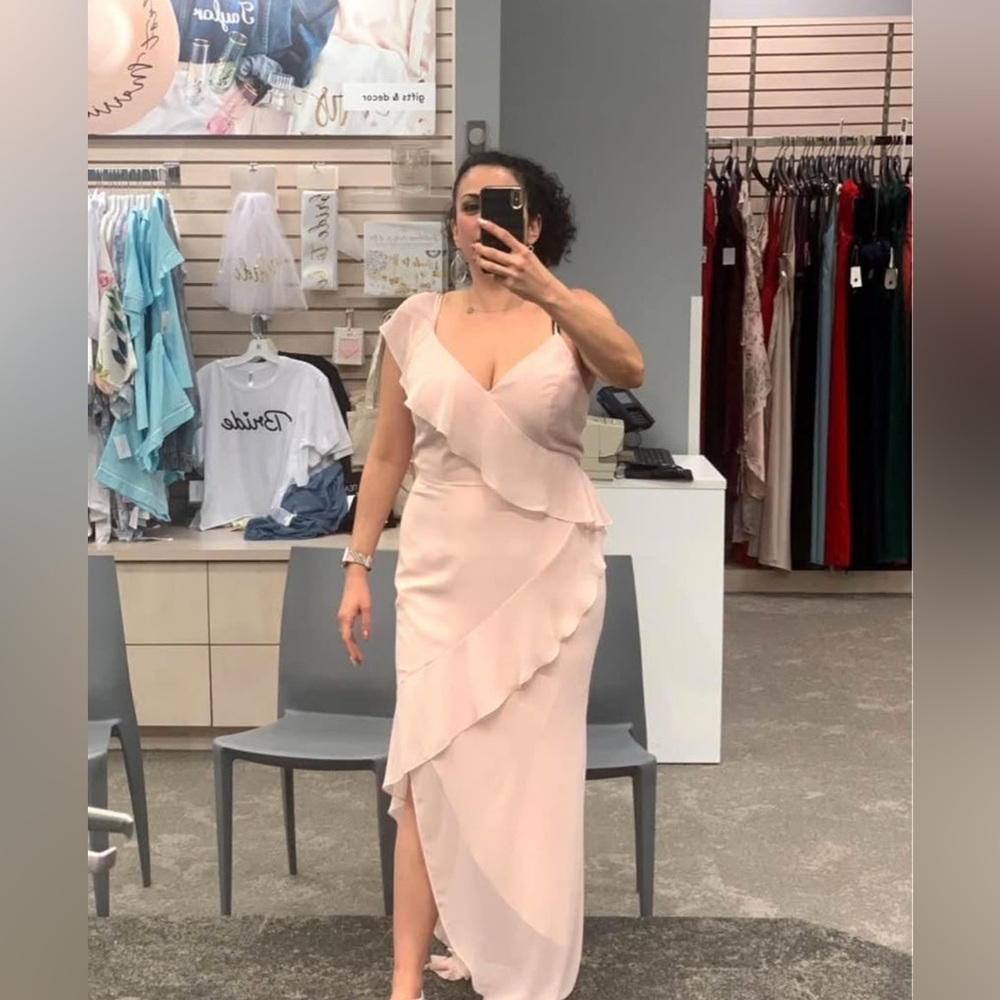 Vera Wang Blush Pink Chiffon Ruffle Gown NWT Unaltered Size 12